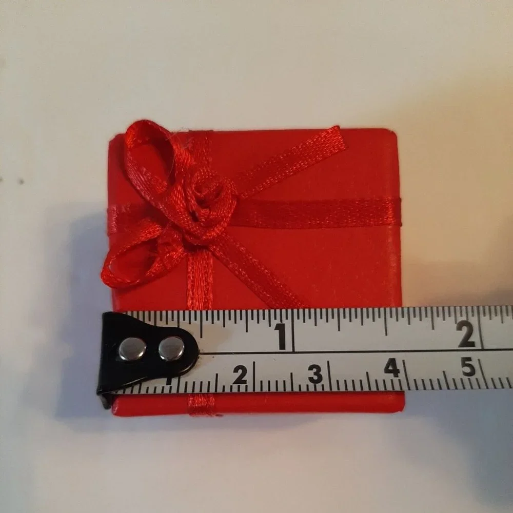 Tiny Red Gift Box Ring Jewelry 1.375 Inches Square